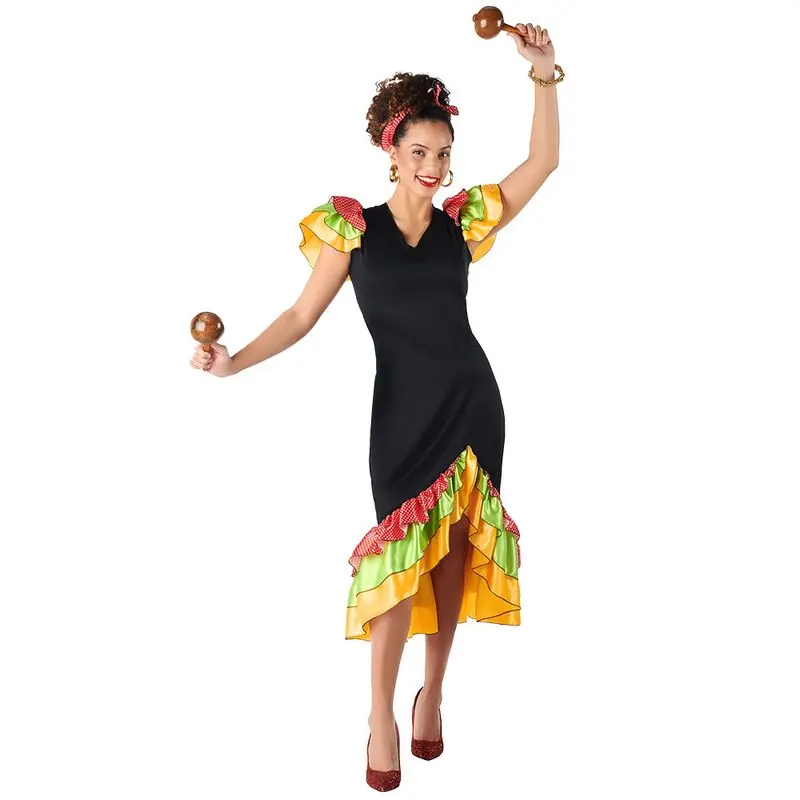 Déguisement danseuse à volants colorés adulte