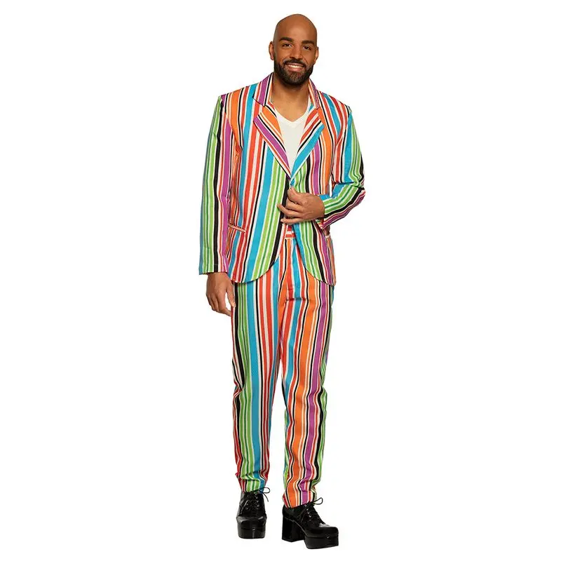 Déguisement fêtard à rayures multicolores