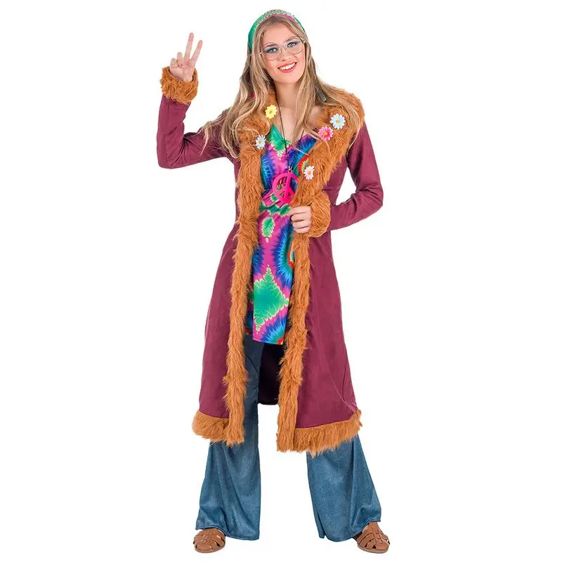 Déguisement hippie au manteau à fourrure