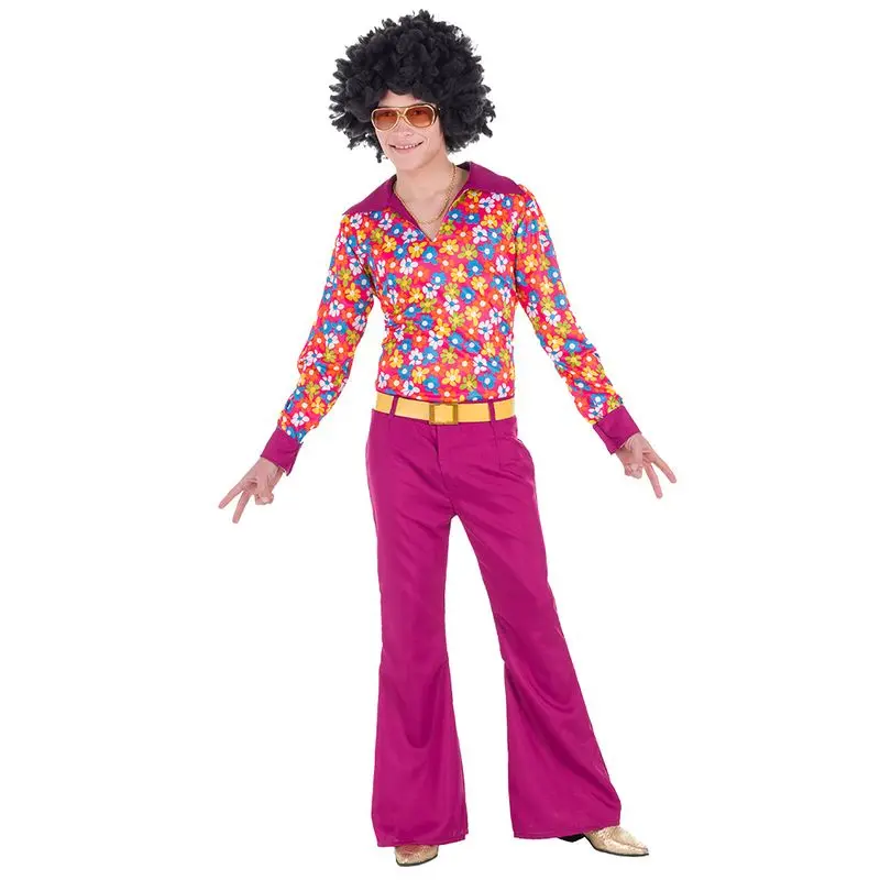 Déguisement hippie au pantalon fuchsia