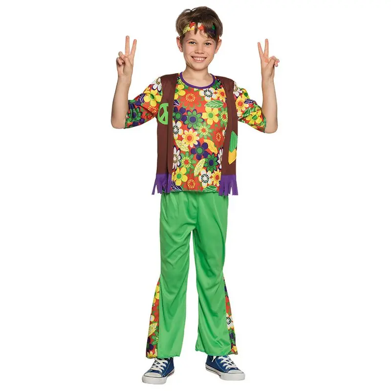 Déguisement hippie au pantalon vert enfant