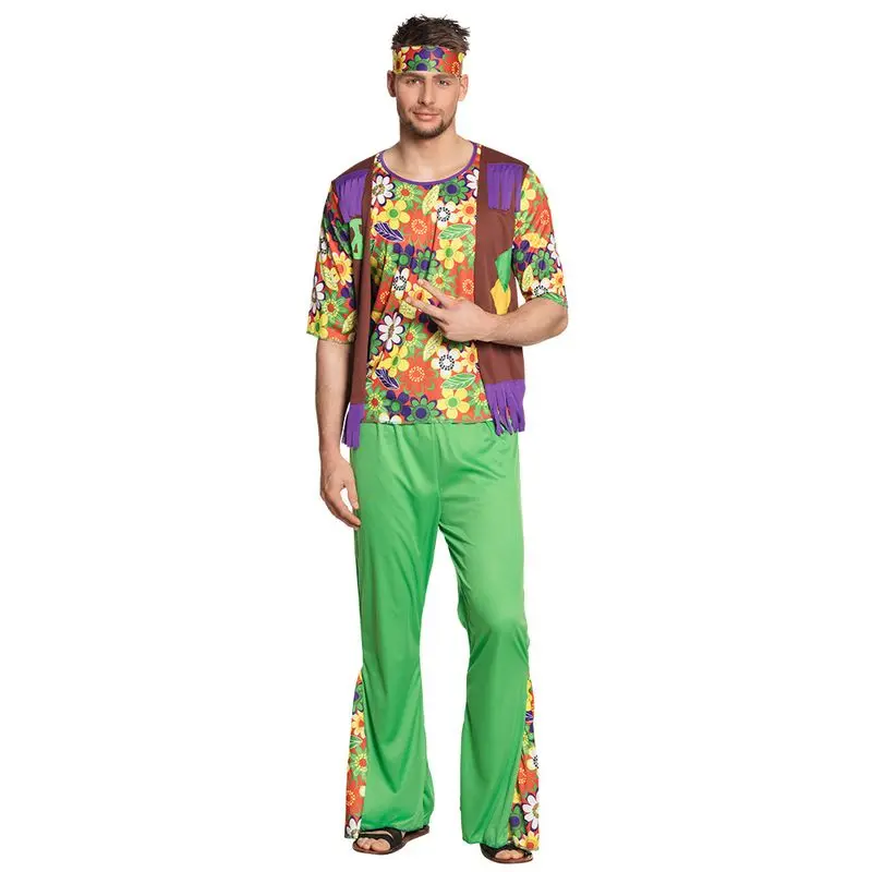 Déguisement hippie au pantalon vert homme