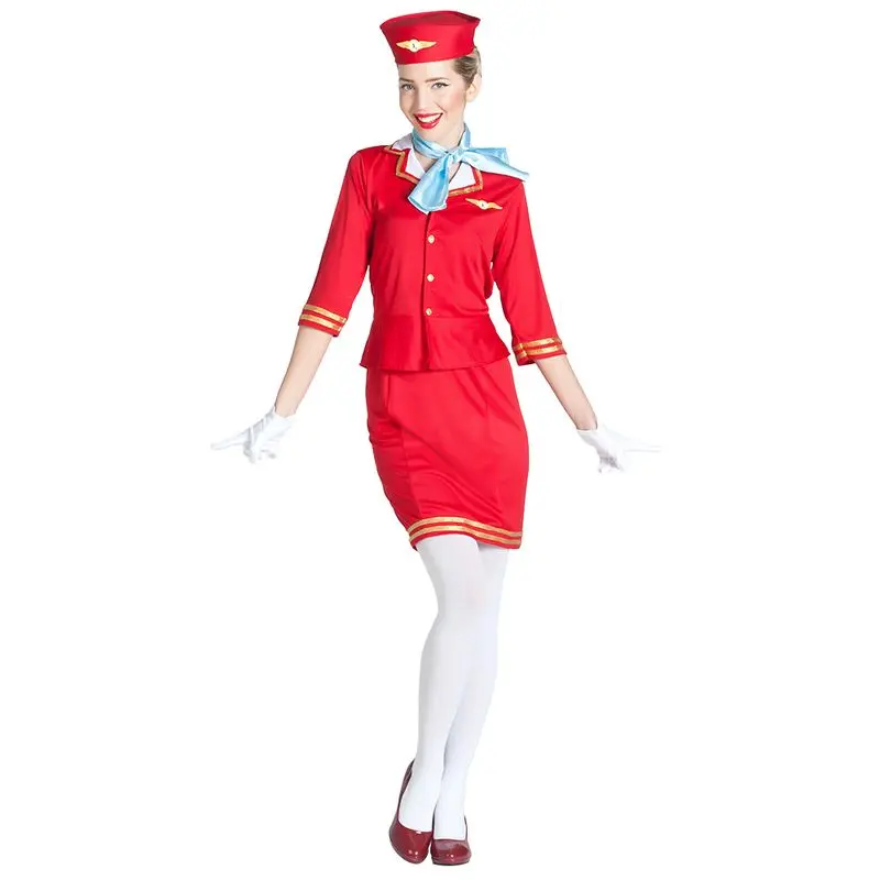 Déguisement hôtesse de l'air en tailleur rouge