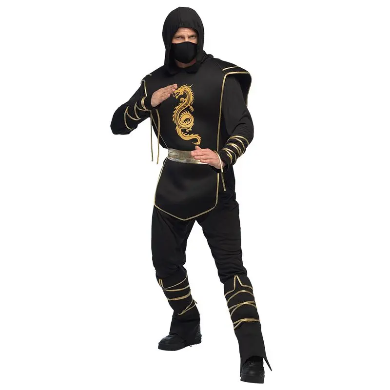 Déguisement ninja noir au dragon doré
