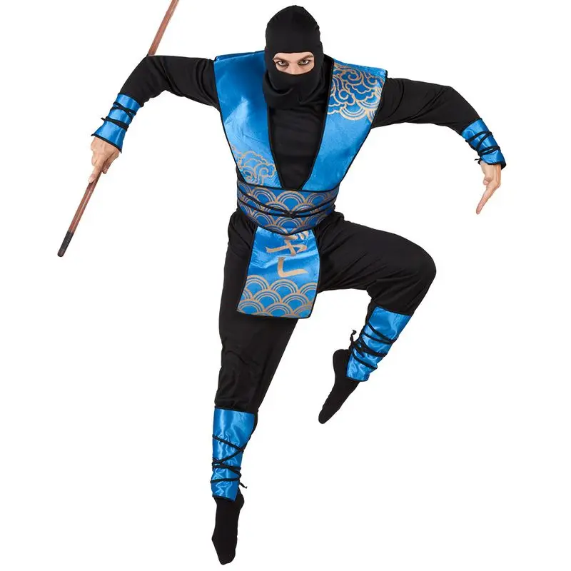 Déguisement ninja noir et bleu adulte