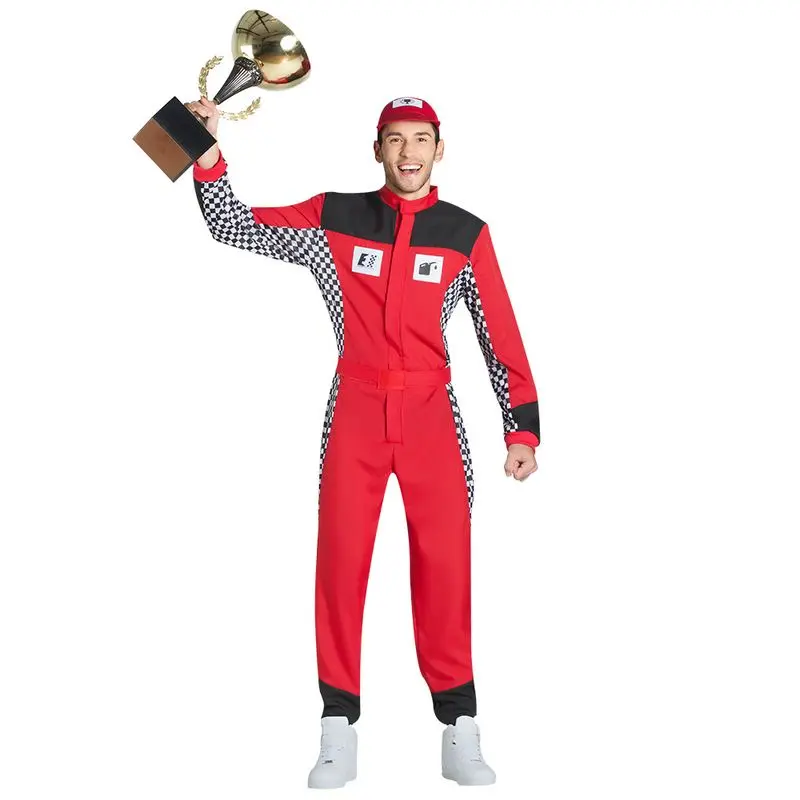 Déguisement pilote de course rouge adulte