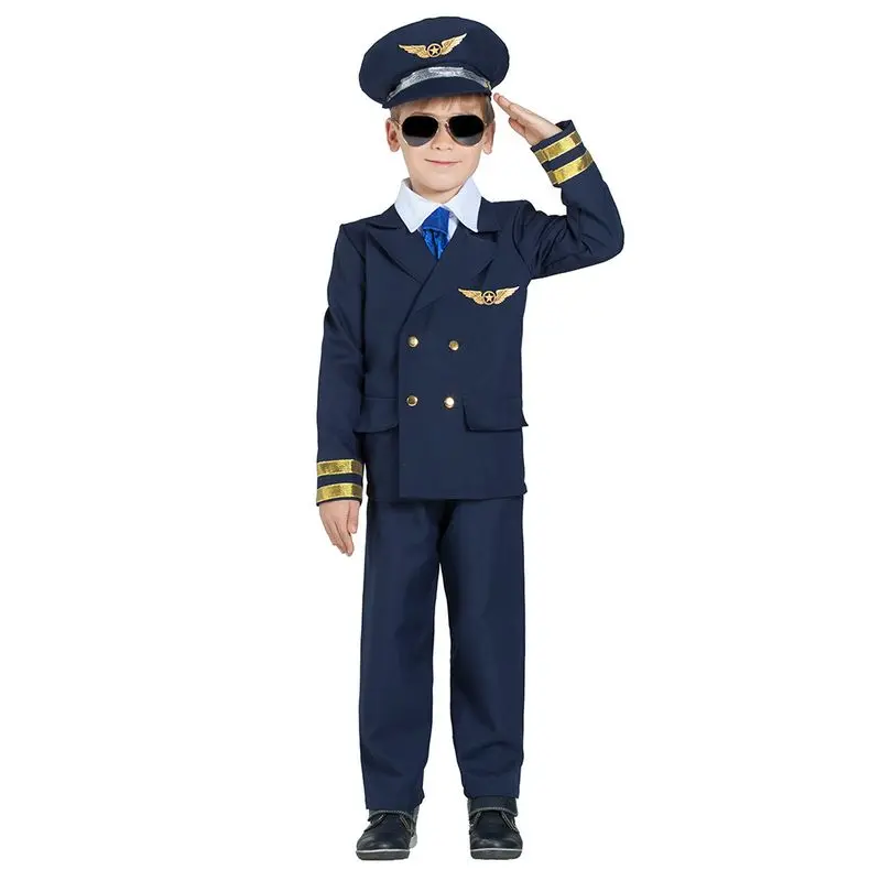 Déguisement pilote de ligne bleu marine enfant