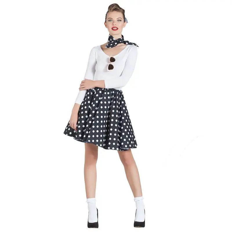 Déguisement pin-up à jupe noire à pois