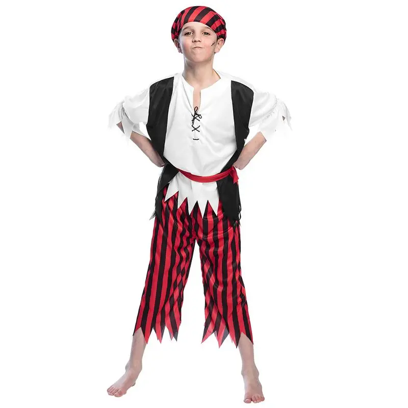 Déguisement pirate à pantalon rayé rouge enfant