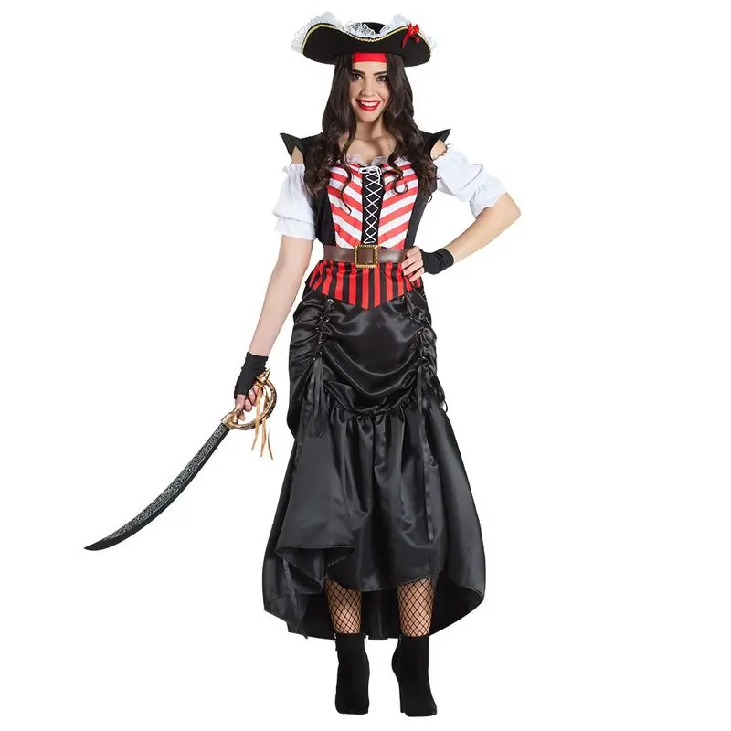 Déguisement pirate à robe longue drapée