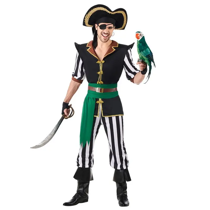Déguisement pirate rayé noir et blanc adulte