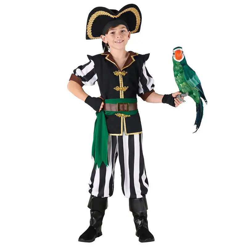 Déguisement pirate rayé noir et blanc enfant
