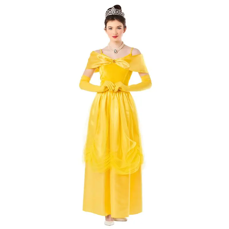 Déguisement princesse en robe de bal jaune