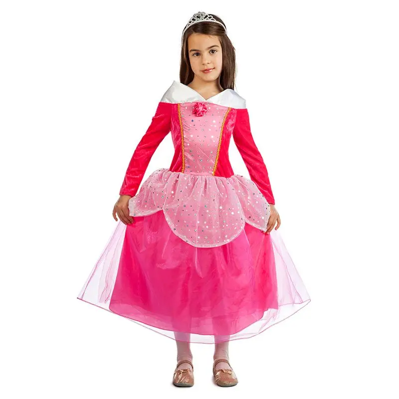 Déguisement princesse fuchsia au col blanc