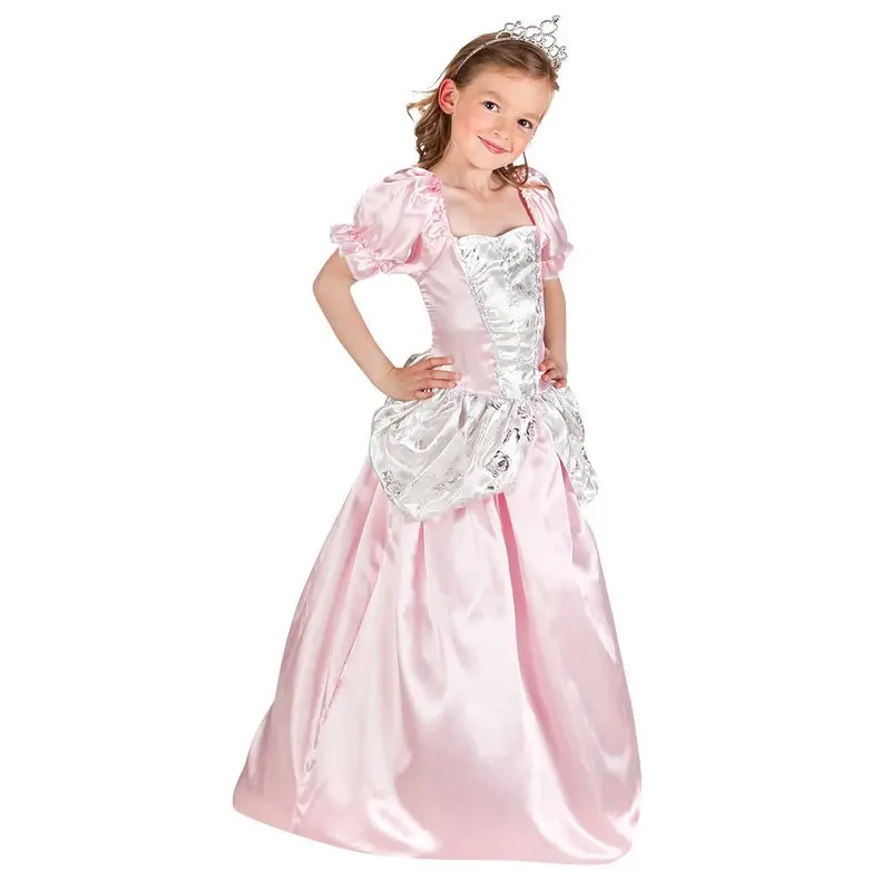 Déguisement princesse rose à basque argentée