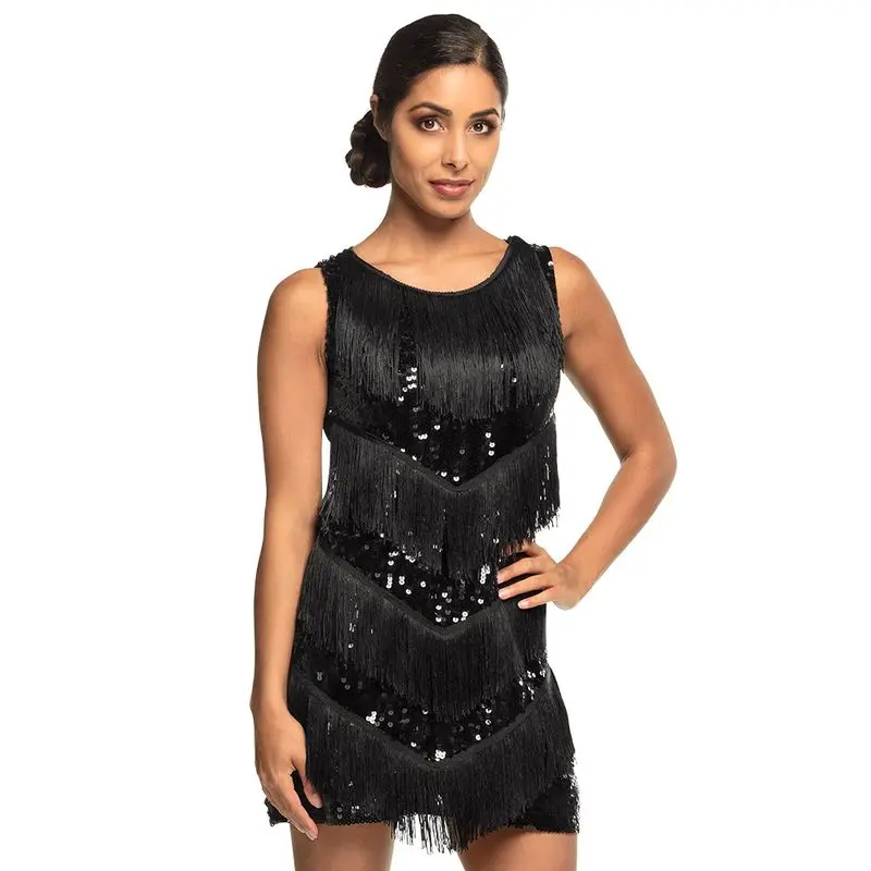 Déguisement robe charleston à franges en chevrons