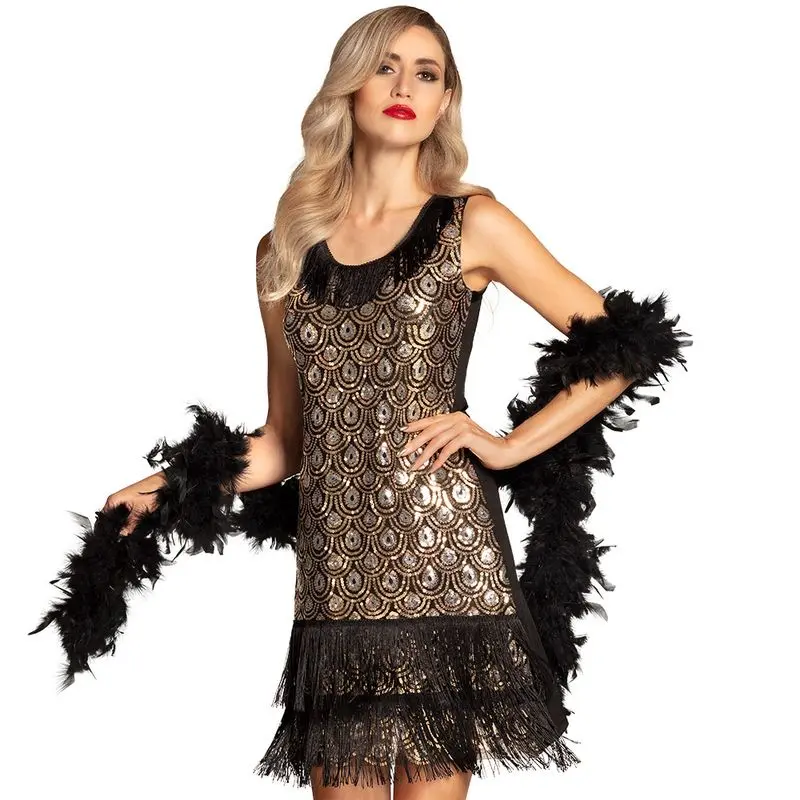 Déguisement robe charleston à motif paon