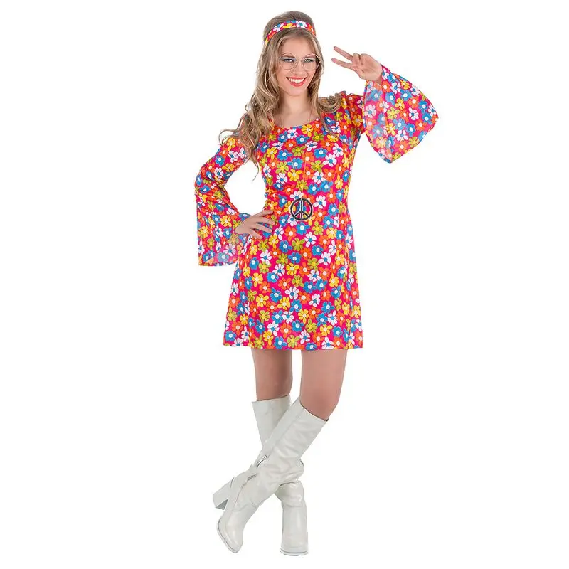 Déguisement robe hippie à petites fleurs