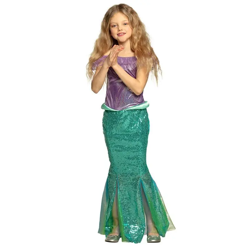 Déguisement sirène à paillettes vertes enfant