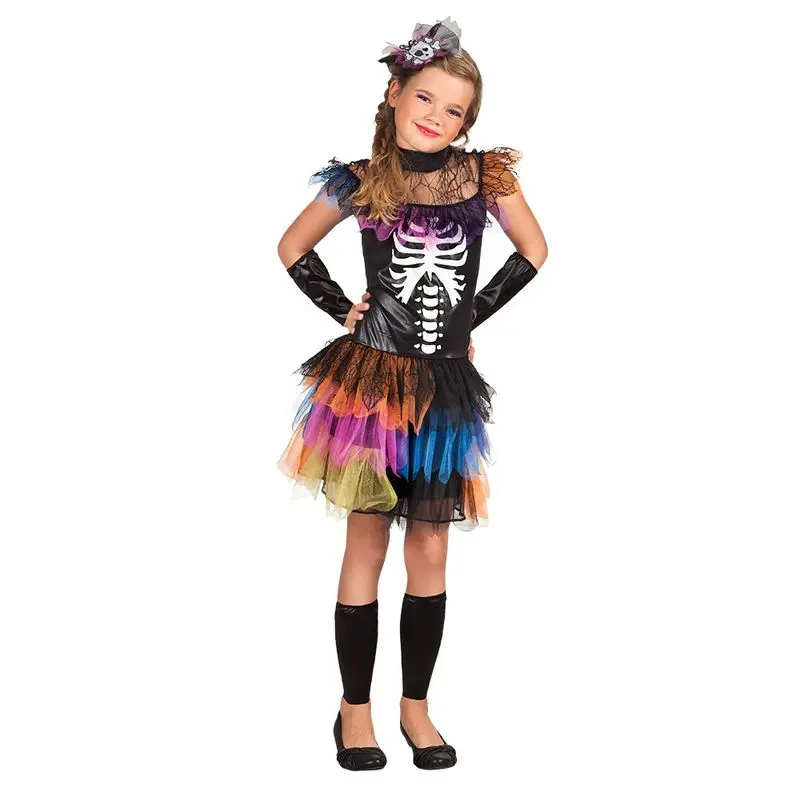 Déguisement squelette au tutu multicolore