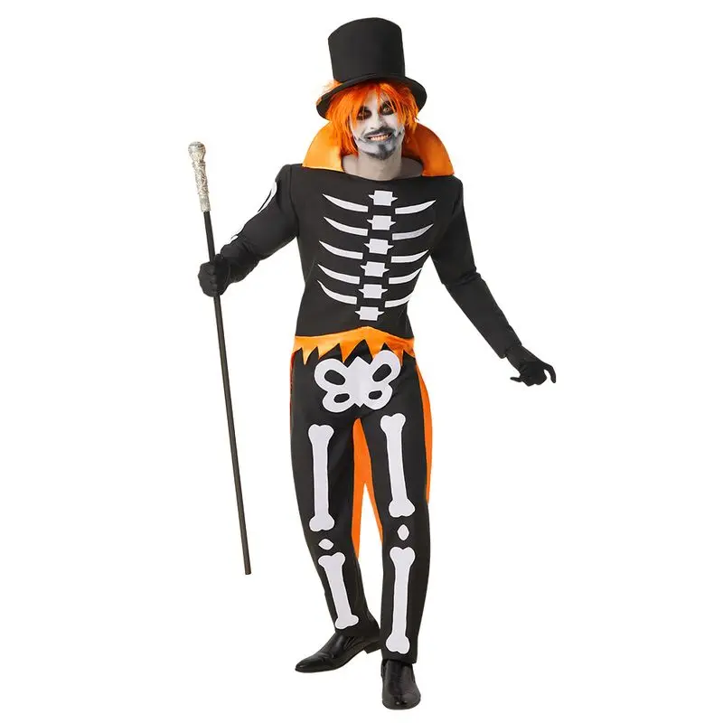 Déguisement squelette orange homme