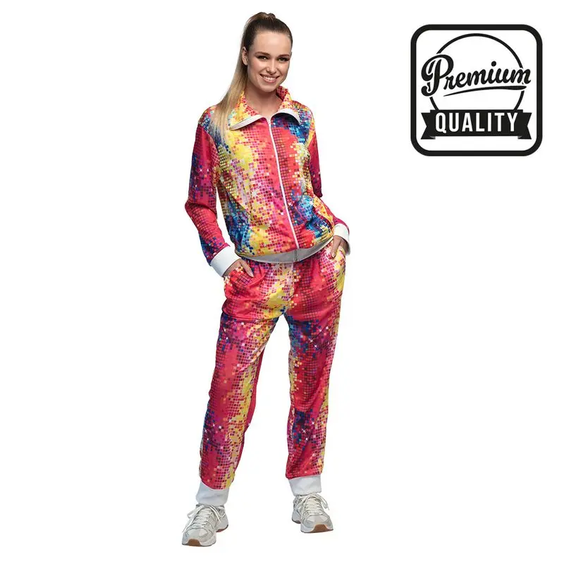 Déguisement survêtement mosaïque multicolore femme