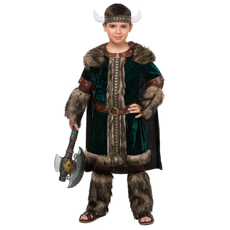 Déguisement viking à manteau vert enfant