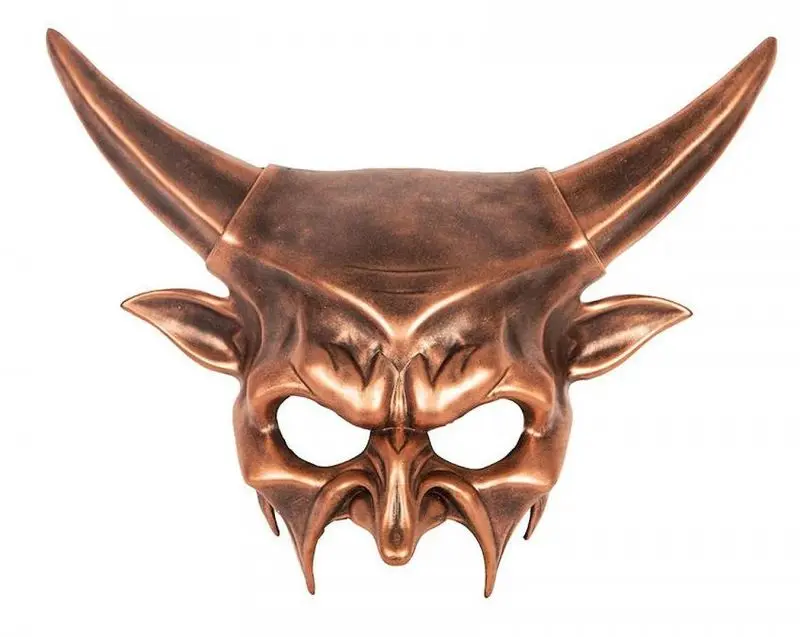 Demi-masque diable cuivré à cornes