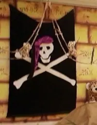 Drapeau pirate cousu avec foulard 2D
