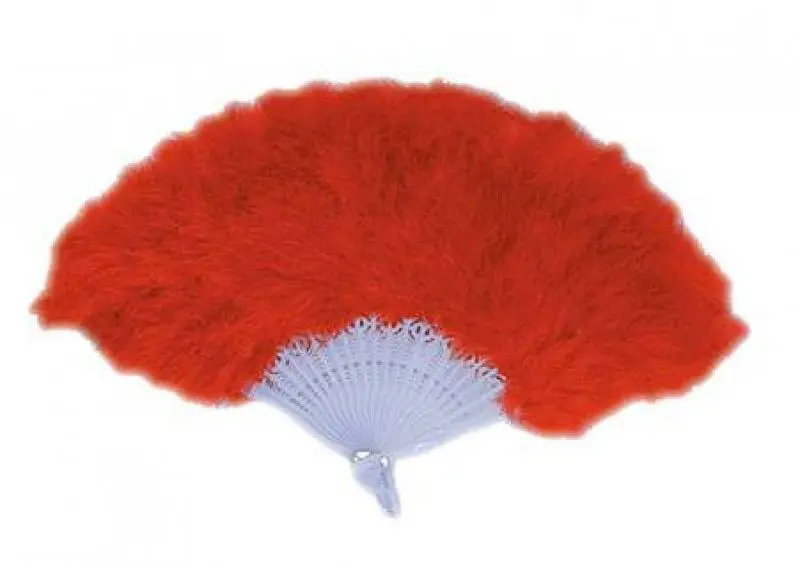 Éventail en plumes duveteuses rouge