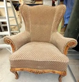 Fauteuil style anglais tissus beige
