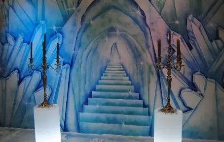 Fond "Palais de Glace" en bois peint