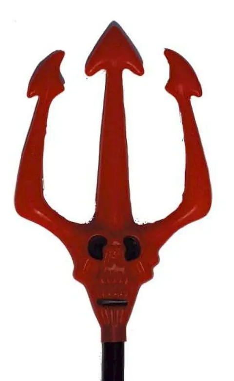 Fourche de diable rouge à tête de mort 120 cm