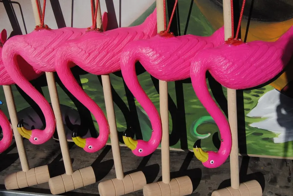 Jeux de croquet flamant rose