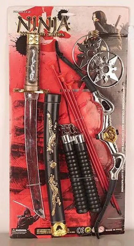 Kit de ninja à sabre, arc et étoiles de jet