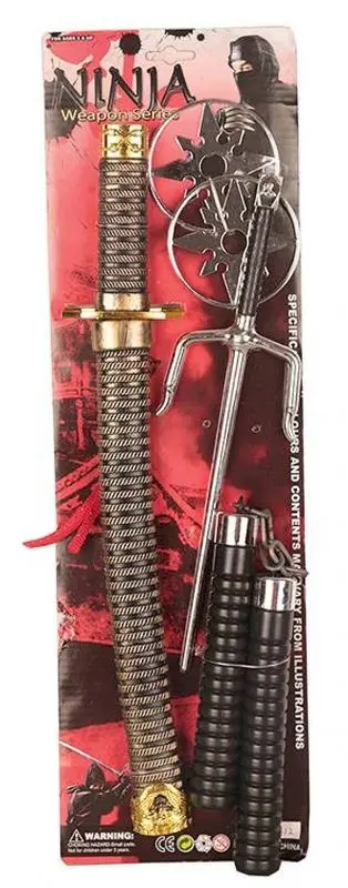 Kit de ninja à sabre, sai et nunchaku