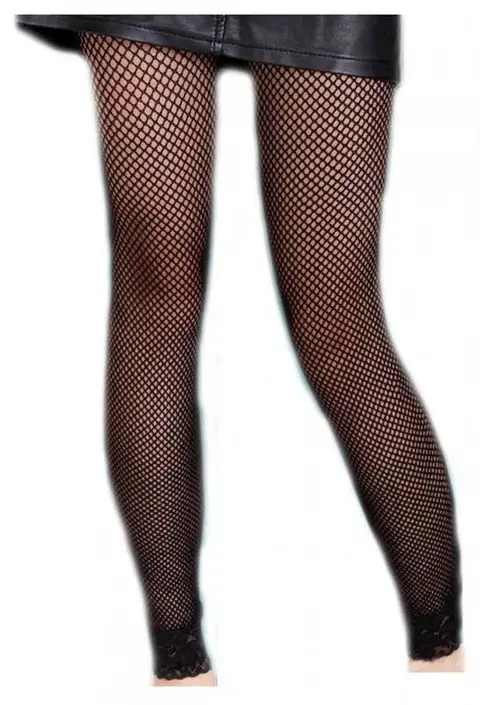Legging résille noir bordé de dentelle