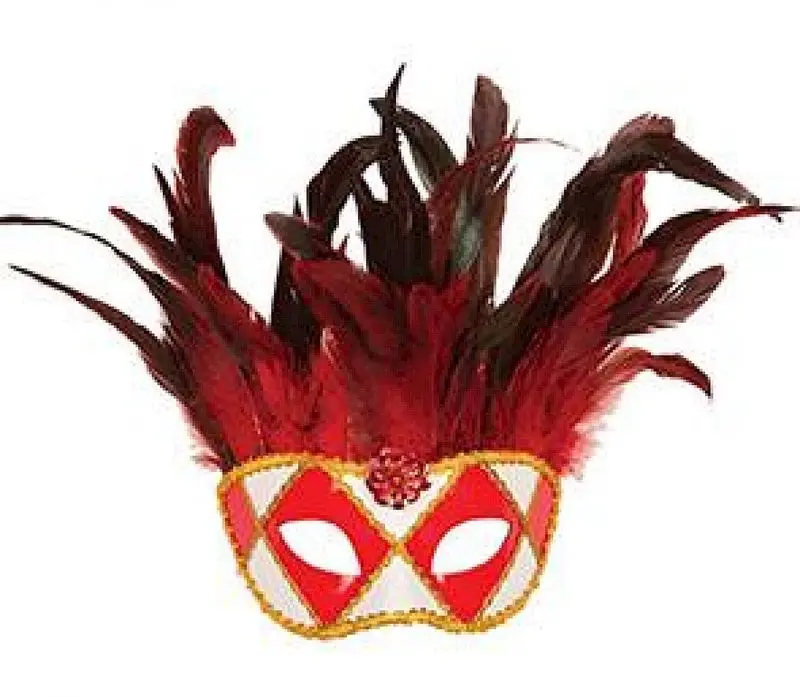 Loup rouge à losanges et plumes