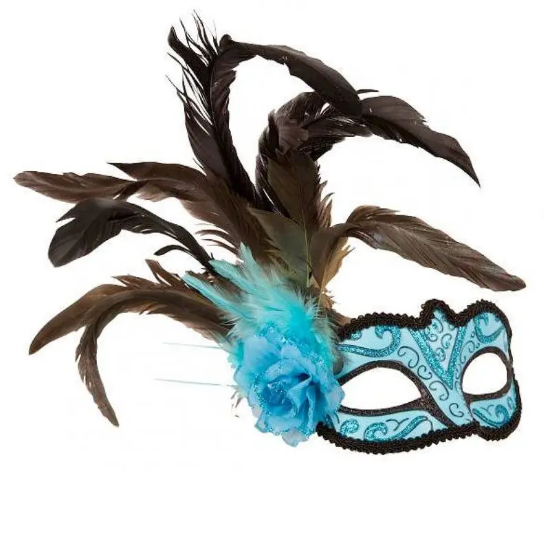 Loup turquoise à fleur et plumes sombres