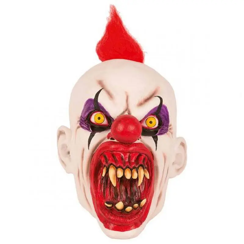 Masque clown blanc à crête rouge