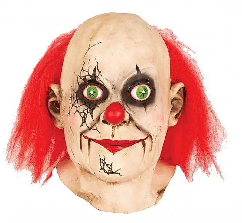 Masque clown craquelé à cheveux rouges