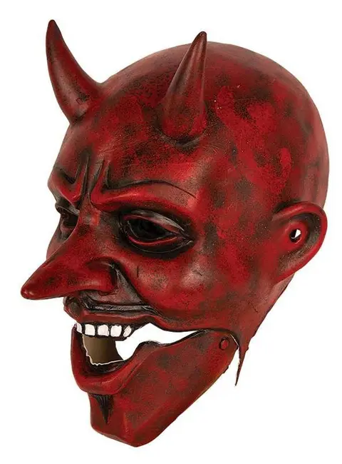 Masque diable rouge à mâchoire mobile