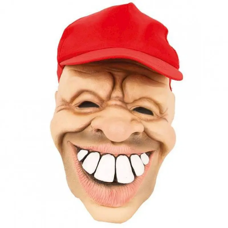 Masque homme à casquette rouge et grandes dents