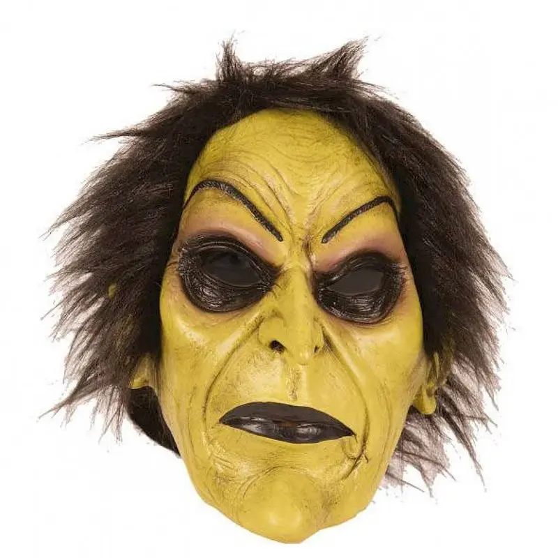 Masque sorcière verte à cheveux noirs
