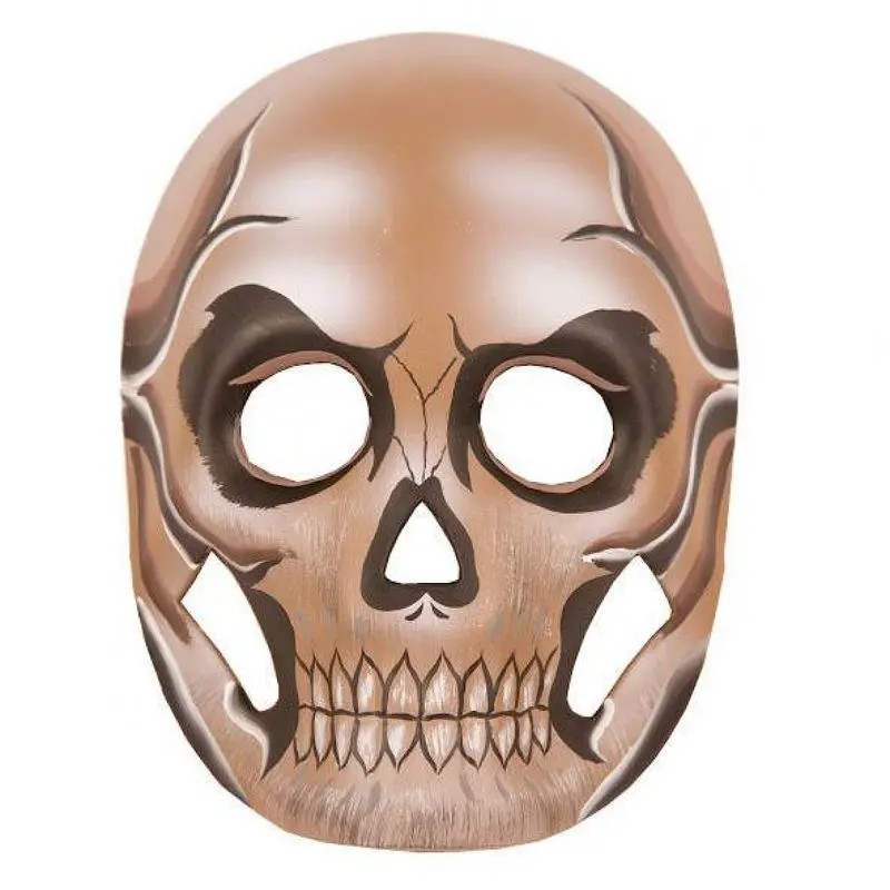 Masque tête de mort peint marron