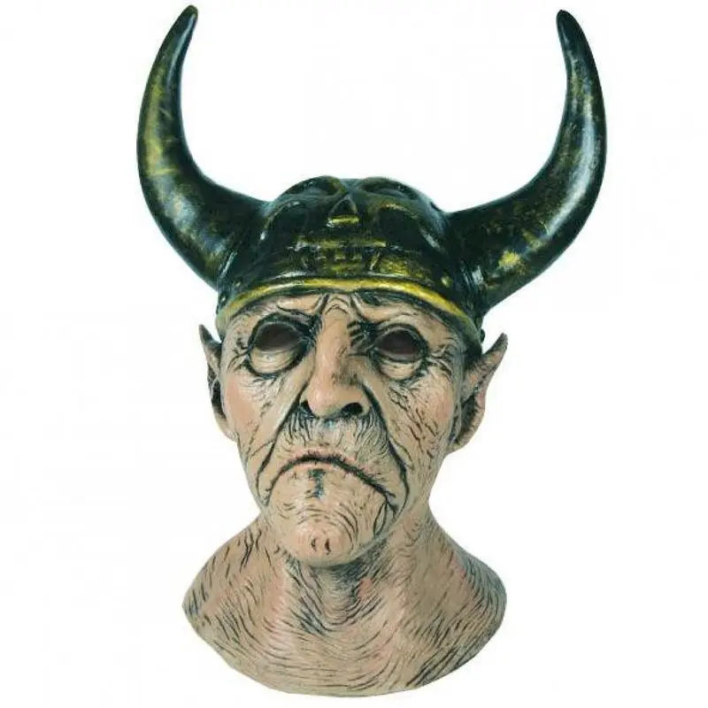 Masque viking à casque à cornes avec cou