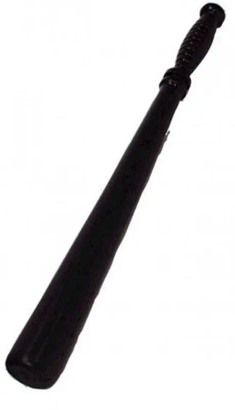Matraque noire effilée à poignée nervurée 52 cm