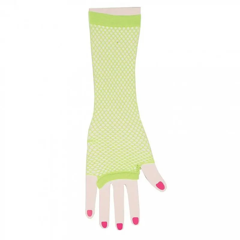 Mitaines longues en résille vert fluo