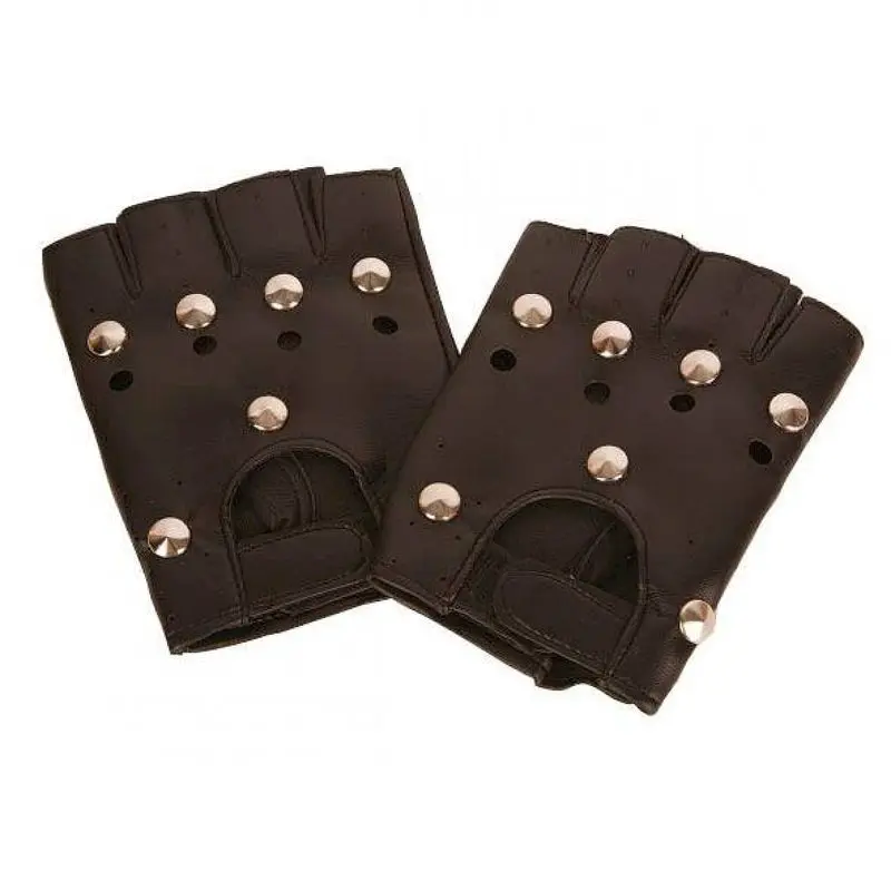 Mitaines noires à clous métalliques