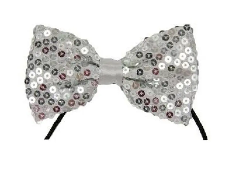 Nœud papillon argenté à sequins